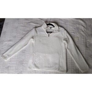 Eddie Bauer Women’s Fleece Pullover – White Quarter Zip, Size M